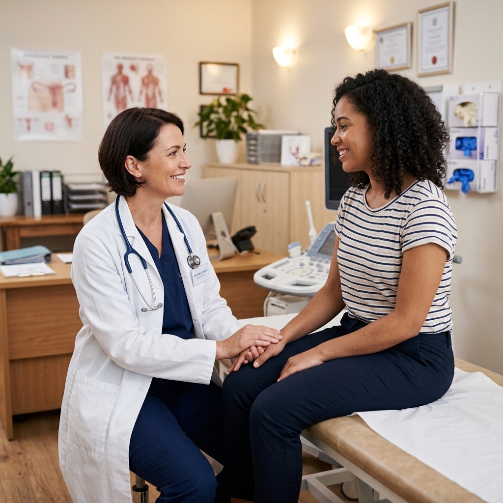Friendly doctor comforting patient