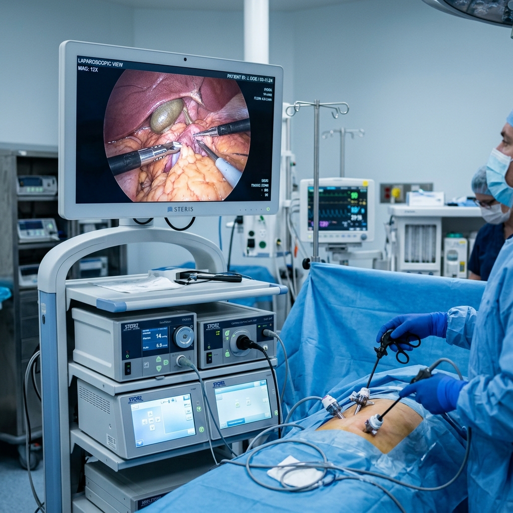 Sterile operating keyhole surgery setup